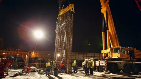 Metal framework installation Stock Footage 36298465