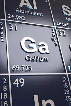 The metal Gallium on the periodic table of elements. 3d illustration. Stock Illustration