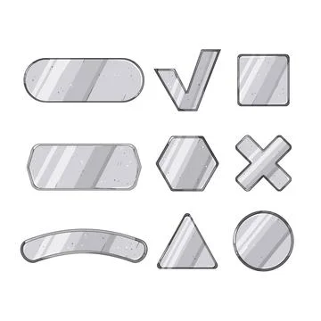 Metal game button set cartoon vector illustration Stock Illustration