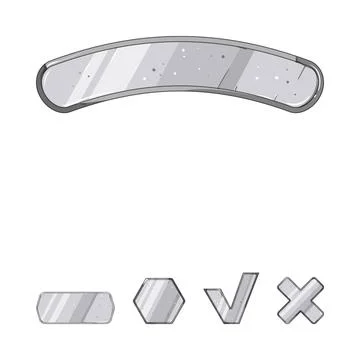 Metal game user interface buttons and elements Illustrazione stock