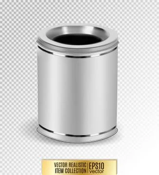 Metal garbage bin on Transparent background. Realistic vector, 3d illustration Stock Illustration