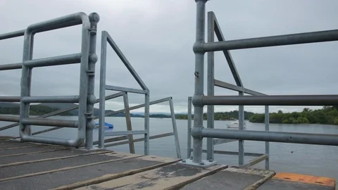 Metal gate and Railing on the pier Stock Footage 101808954