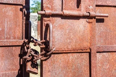 Metal gate closed Stock Photos