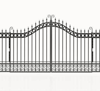 Metal gate isolated on white background. 3D illustration Stock Illustration