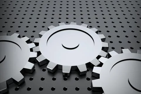 Metal gear background. 3D rendering. Stock Illustration