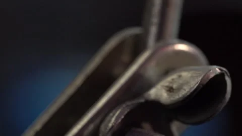 Metal gear clamp for objects. Macro close-up. Stock Footage 319298289