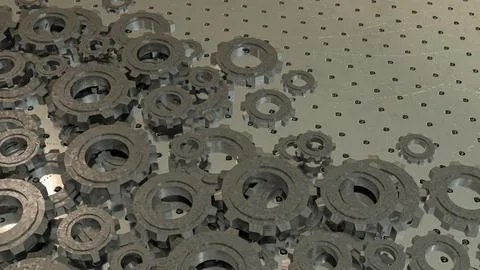 The Metal Gear for engine or Background concept 3d rendering. Illustrazione stock