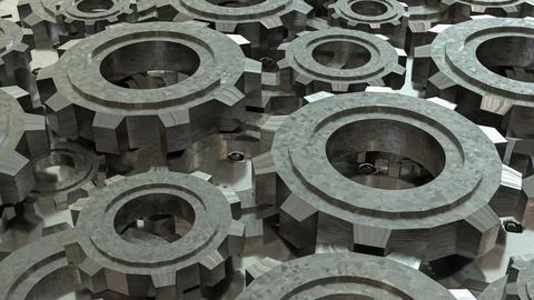 The Metal Gear for engine or Background concept 3d rendering. Illustrazione stock