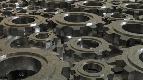 The Metal Gear for engine or Background concept 3d rendering. Illustrazione stock