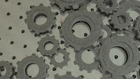 The Metal Gear for engine or Background concept 3d rendering. Illustrazione stock
