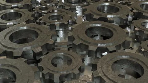 The Metal Gear for engine or Background concept 3d rendering. Illustrazione stock