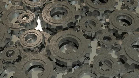 The Metal Gear for engine or Background concept 3d rendering. Illustrazione stock