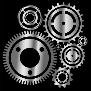 Metal gears on a black background. Vector illustration Stock Illustration