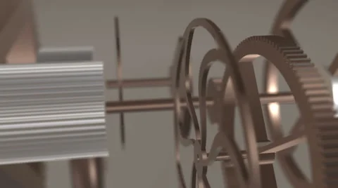 Metal gears in motion in a mechanical device. Gearbox rotating machine parts Stock Footage 60945580