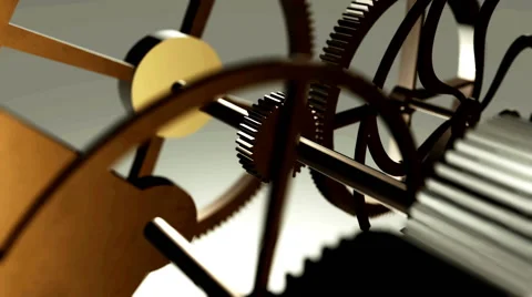 Metal gears in motion in a mechanical device. Gearbox rotating machine parts Video stock 60946997