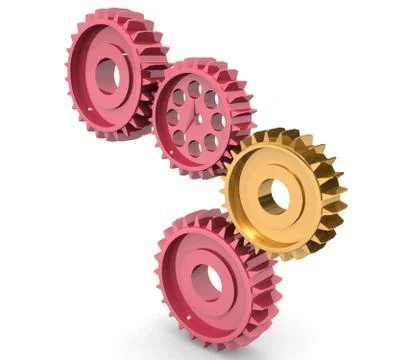 Metal gears on plain background Stock Illustration