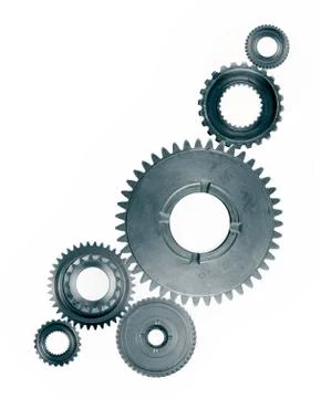Metal gears on plain background Stock Photos