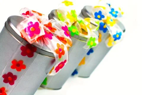 Metal gift boxes Stock Photos