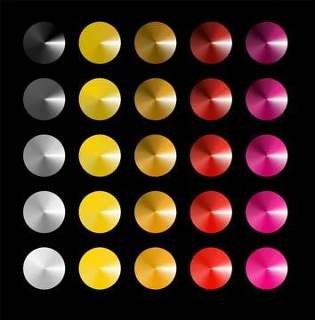 Metal gradient. Multi colored radial gradient set. Collection of shiny foil in Stock Illustration