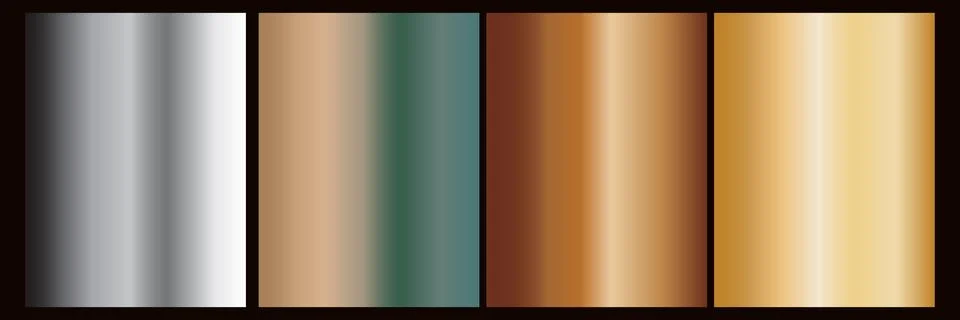 Metal gradient, vector background set of four metal backgrounds Stock Illustration