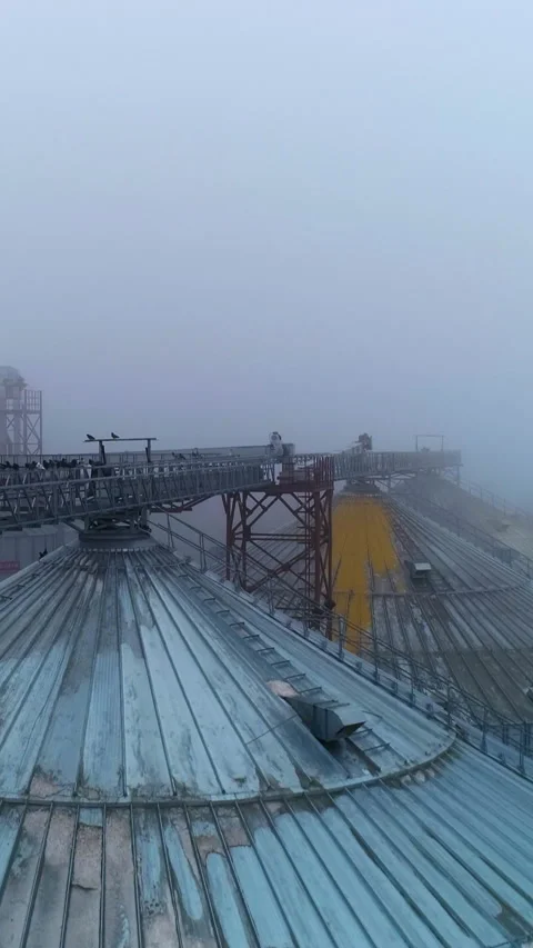 Metal grain elevator construction.  Stock Footage 308305185