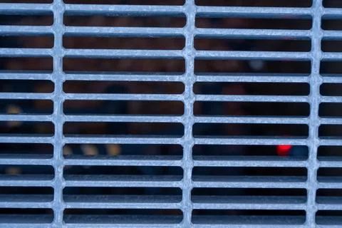 Metal Grate Grid Pattern with Blue Tones Stock Photos