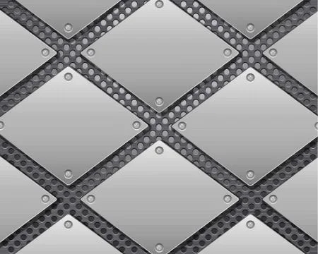 Metal grid and plates Stock Illustration