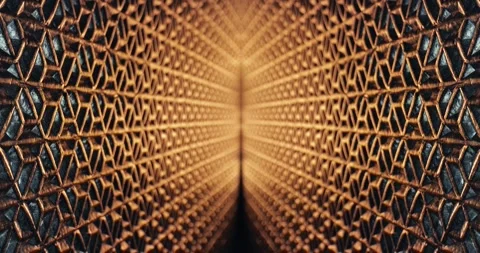 Metal grid pattern structure light reflections infinity Stock Footage 243572585