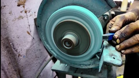 Metal grinding creating sparks Stock Footage 342420889