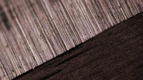 Metal grinding under microscope. Super macro high end texture of stainless steel Stock Footage 268491546