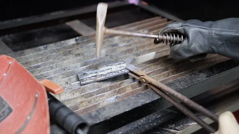 Metal Hammering in Workshop 2 Stock Footage 97986172