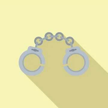 Metal handcuffs connected with chain representing arresting Stock Illustration