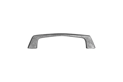 Metal handle with a slightly arched design, with a textured surface is isol.. Stock Photos