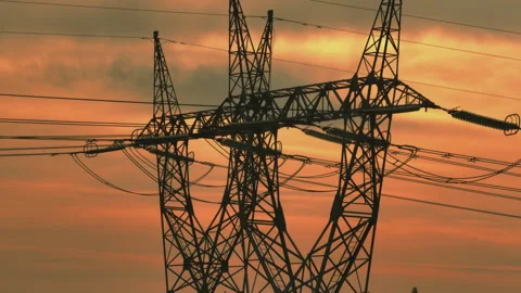 Metal high-voltage electrical lines Stock-Footage 250724248