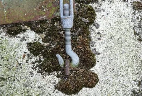 Metal hook in shooting to support the structure . Stock Photos