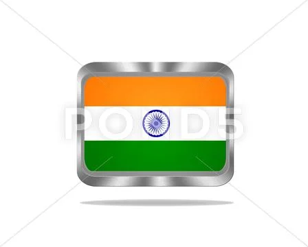 Metal india flag. Stock Illustration