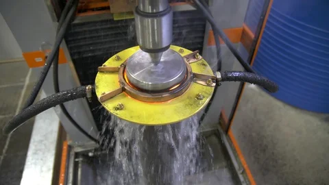 Metal induction hardening machine. Process of quenching metal with a high Stock Footage 128979234