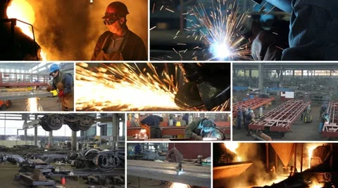 Metal industry multiscreen Stock Footage 20450879