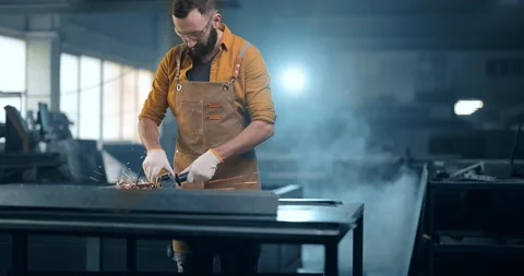 Metal industry worker at factory Stock Footage 147282925