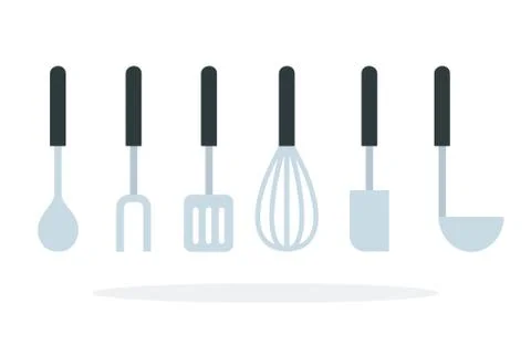 Metal Instruments for cooking in a row Stock Illustration