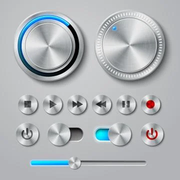 Metal interface buttons collection Illustrazione stock