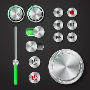 Metal interface buttons collection Stock Illustration