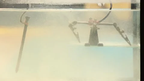 Metal items undergoing electrolysis Stock Footage 252241654