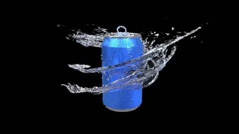 A metal jar turns in a stream of clear water. 3D rendering. Stock-Footage 139873405