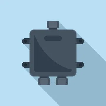 Metal junction box icon flat vector. Electric switch Stock Illustration