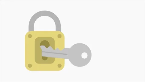 Metal key opens a lock motion graphics Stock Footage 321886447
