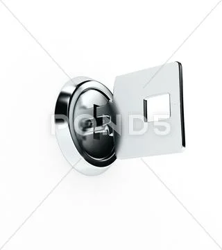 Metal key over white background Stock Illustration