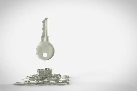 A metal key in the shape of rocket rising up Stock-Illustration