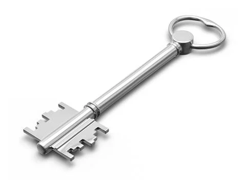 Metal key on white Stock-Illustration