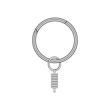 Metal keychain with a circular ring and spring design Stock Illustration